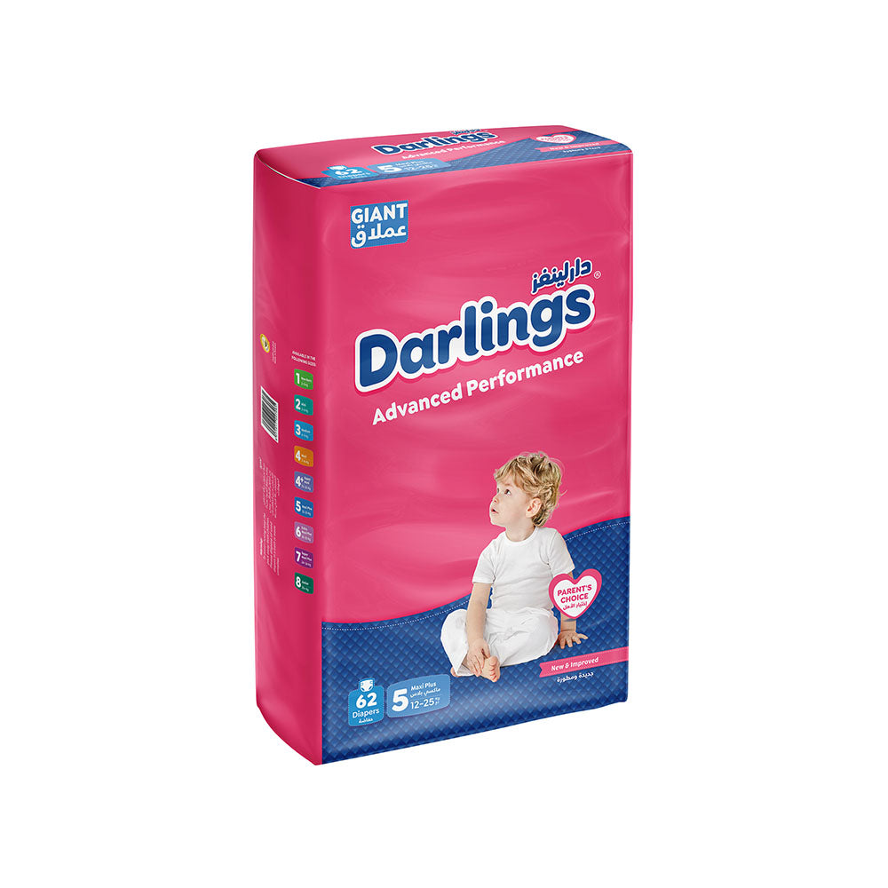 Darlings Advanced Size 5 Maxi Plus (12-25kg) - 62 Diapers Giant Pack