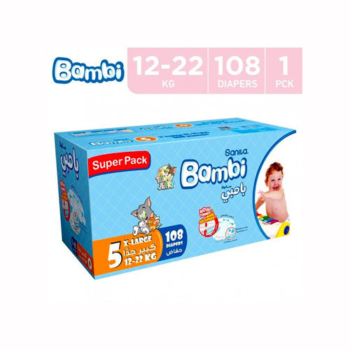 SanitaBambiSize5XLarge(12-22kg)108DiapersSuperPack