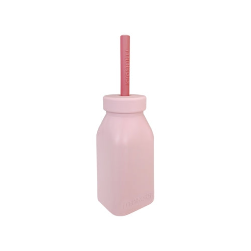 Minikoioi Bottle + Straw - Pinky Pink / Velvet Rose