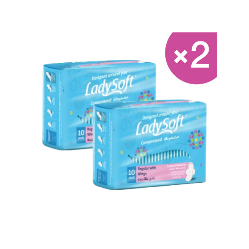 LadySoft Compressed Regular With wings - 20 Pads Pack of 2