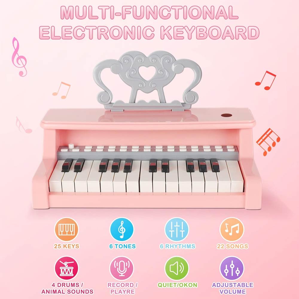 Lijin 25 Keys Electronic Piano - Pink