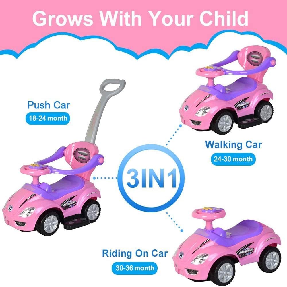 3-in-1 Baby Walker Car (18-36m) - Pink