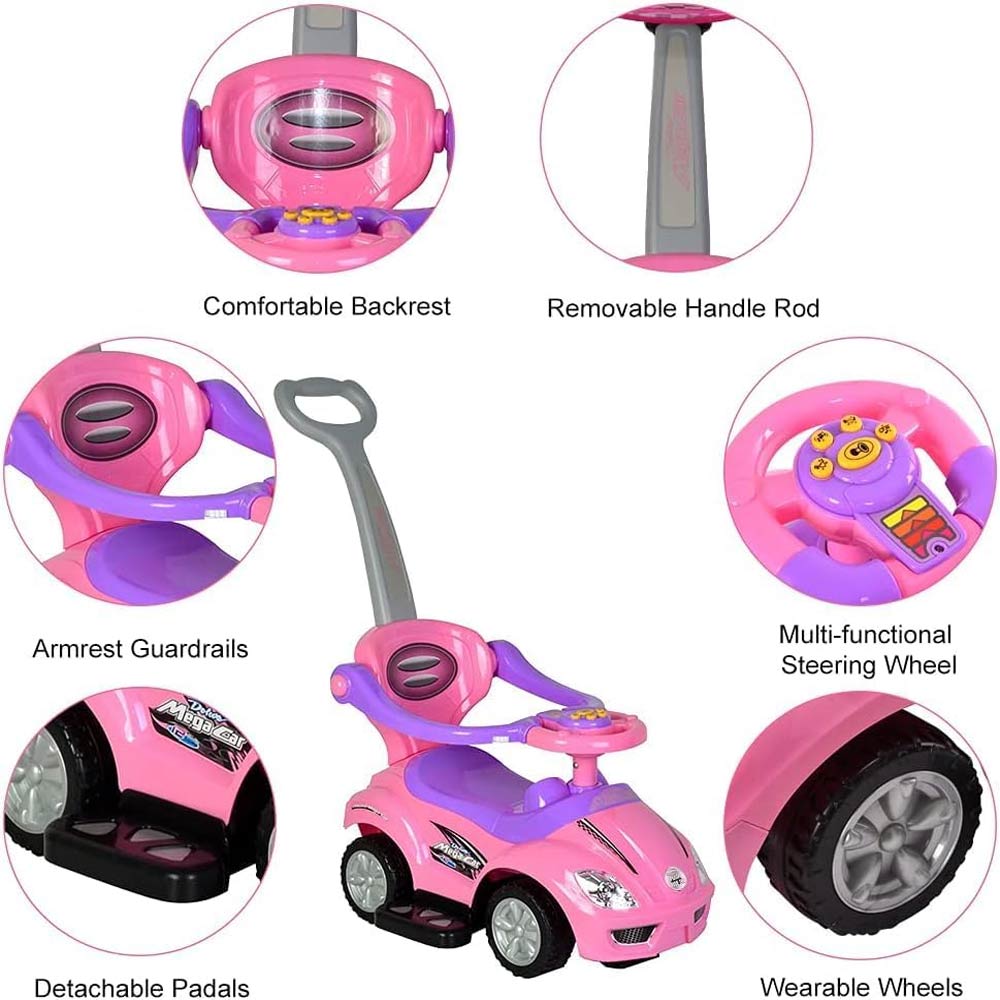 3-in-1 Baby Walker Car (18-36m) - Pink
