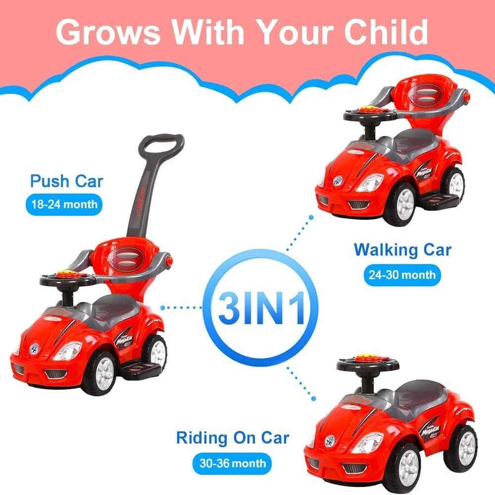 3-in-1 Baby Walker Car (18-36m) - Red