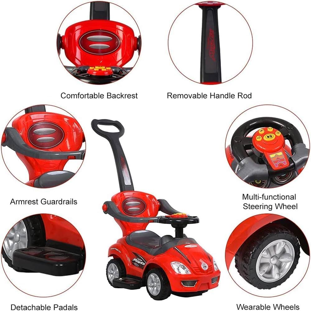 3-in-1 Baby Walker Car (18-36m) - Red