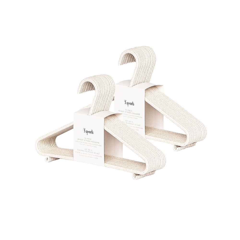 3 Sprouts Wheat Straw Hangers Set - 30 Pcs Cream
