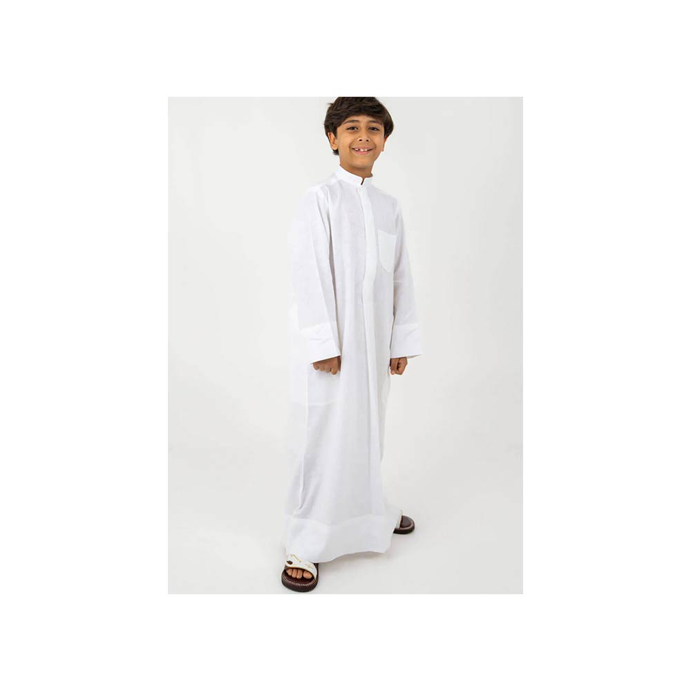 Al Jazeera Sugar Linen Dishdasha For Kids - White