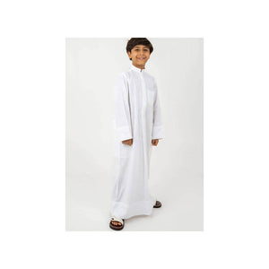 Al Jazeera Sugar Linen Dishdasha For Kids - White