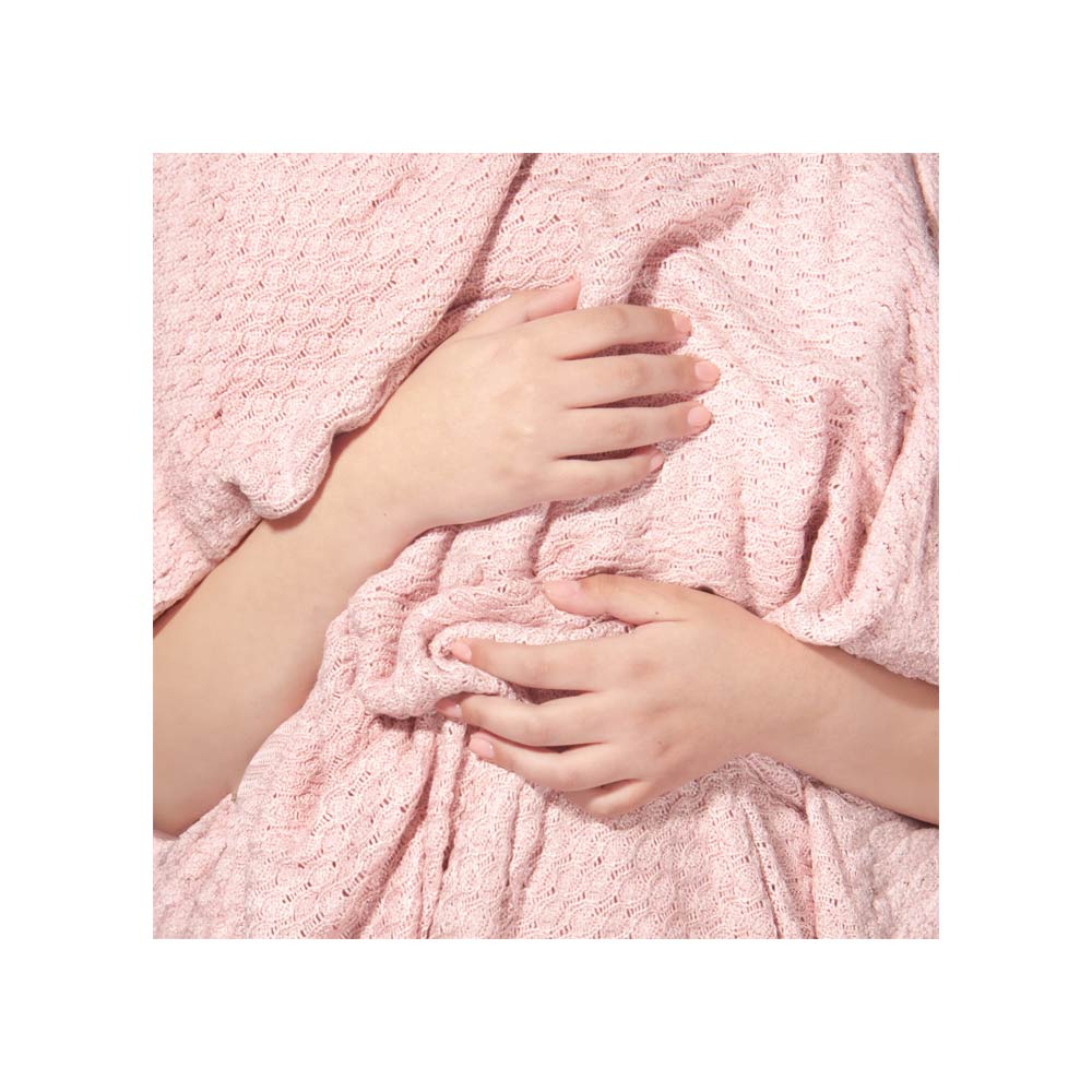 Alma Bamboo Knitted Throw Blanket - Blush