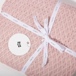 Alma Bamboo Knitted Throw Blanket - Blush