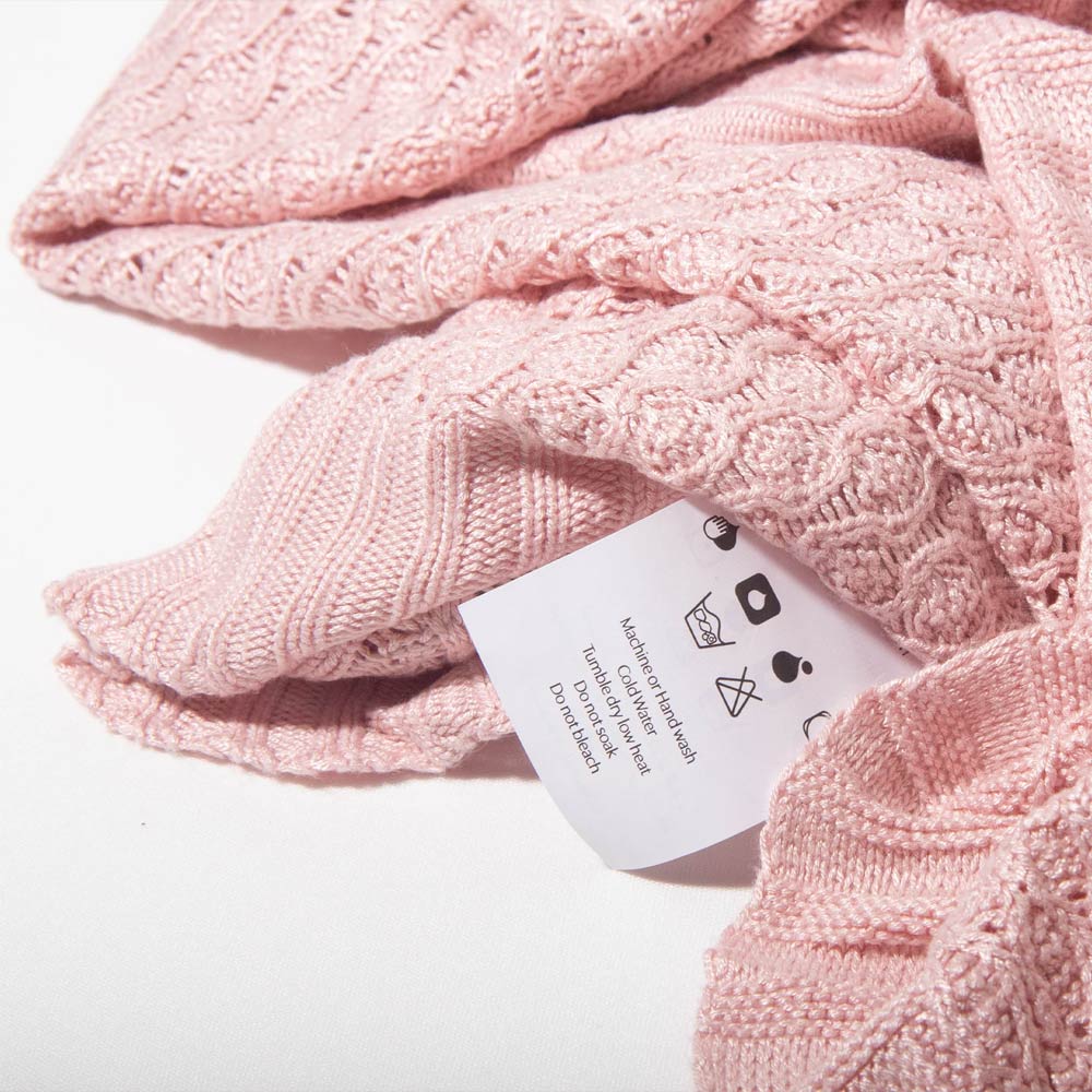 Alma Bamboo Knitted Throw Blanket - Blush