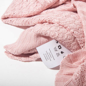 Alma Bamboo Knitted Throw Blanket - Blush