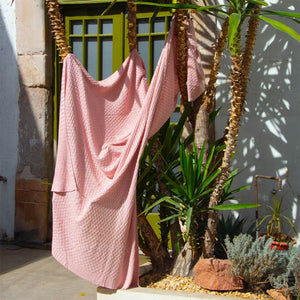 Alma Bamboo Knitted Throw Blanket - Blush