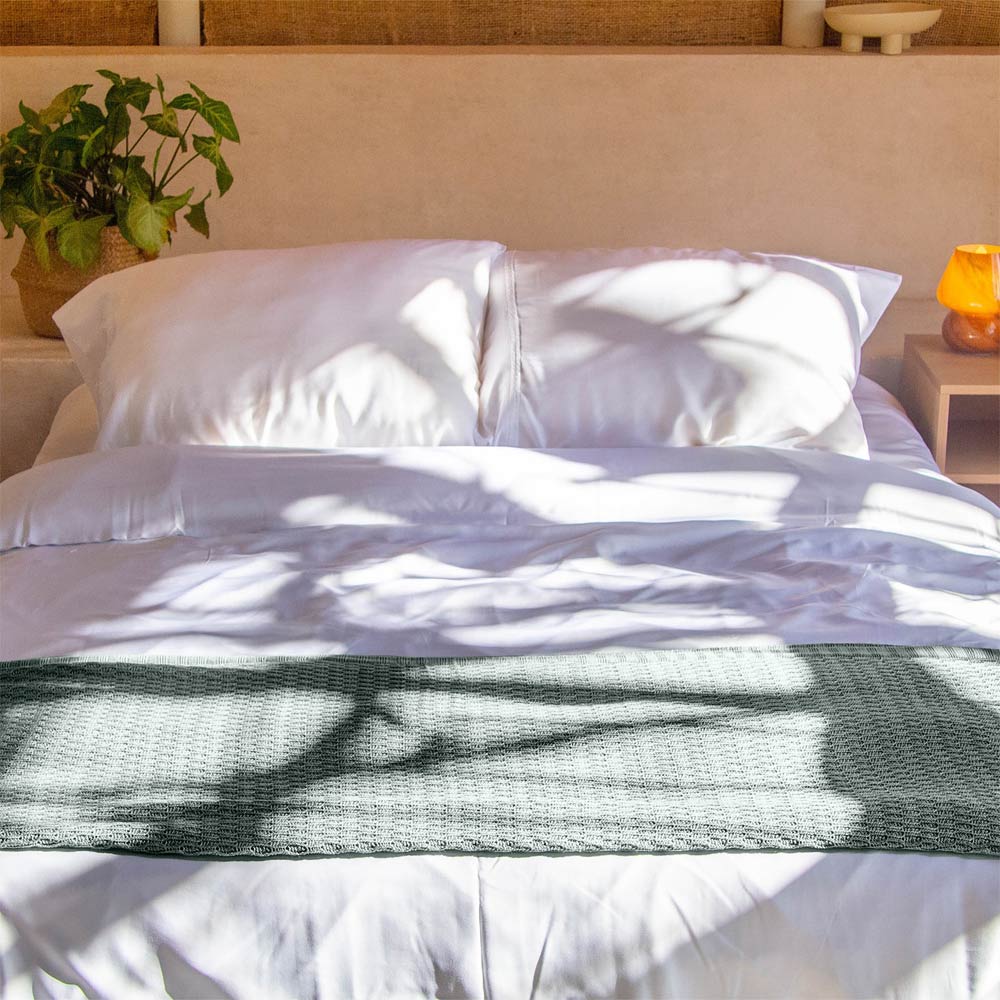 Alma Bamboo Knitted Throw Blanket - Sage