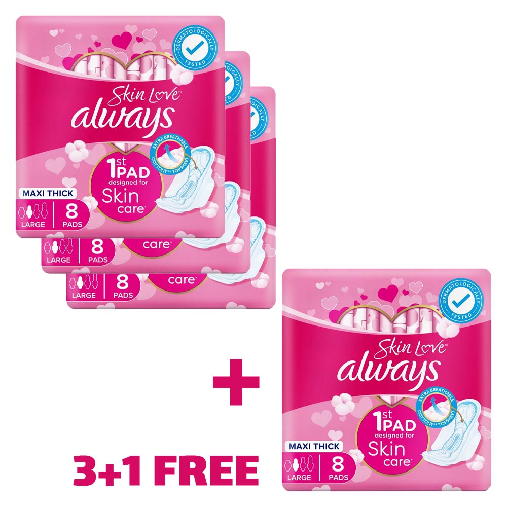 Always Skin Love Pads Size Maxi Thick - 32 Pads *24+8 FREE