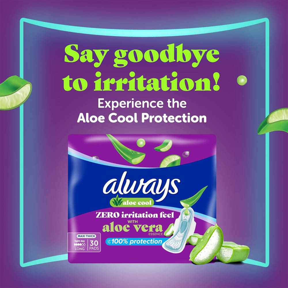 Always Zero Irritation Feel with Aloe Cool Size Maxi Thick - 60 Pads *39+21 FREE