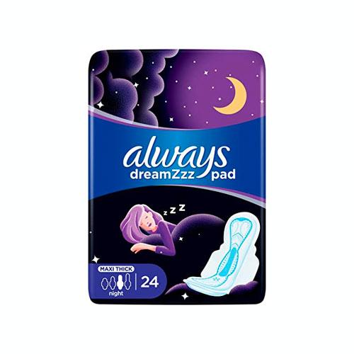 AlwaysDreamzzzMaxiThickNightwithWingsUnscentedPurple24Pads