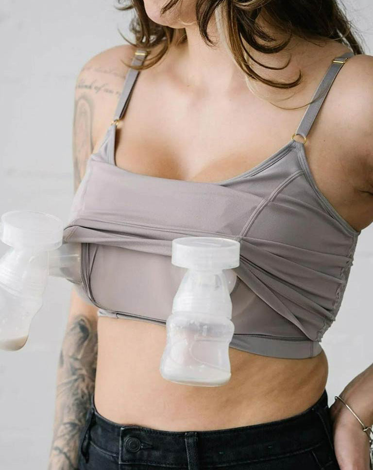 Davin & Adley Amelia Crop Nursing Bra - Stone