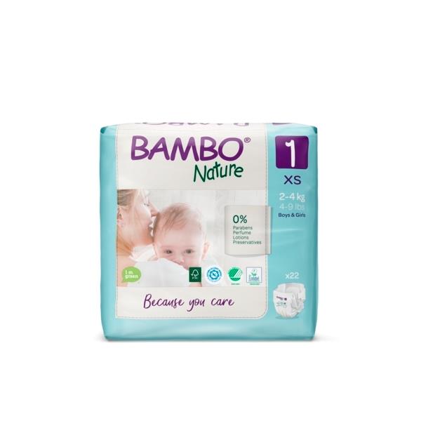 BAMBO Nature Diapers - Size 1 (2-4 KG) Pack of 22