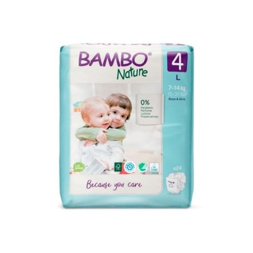 بامبو نيتشر حفاضات مقاس 4 L (14-7 كجم) - 24 حفاضة