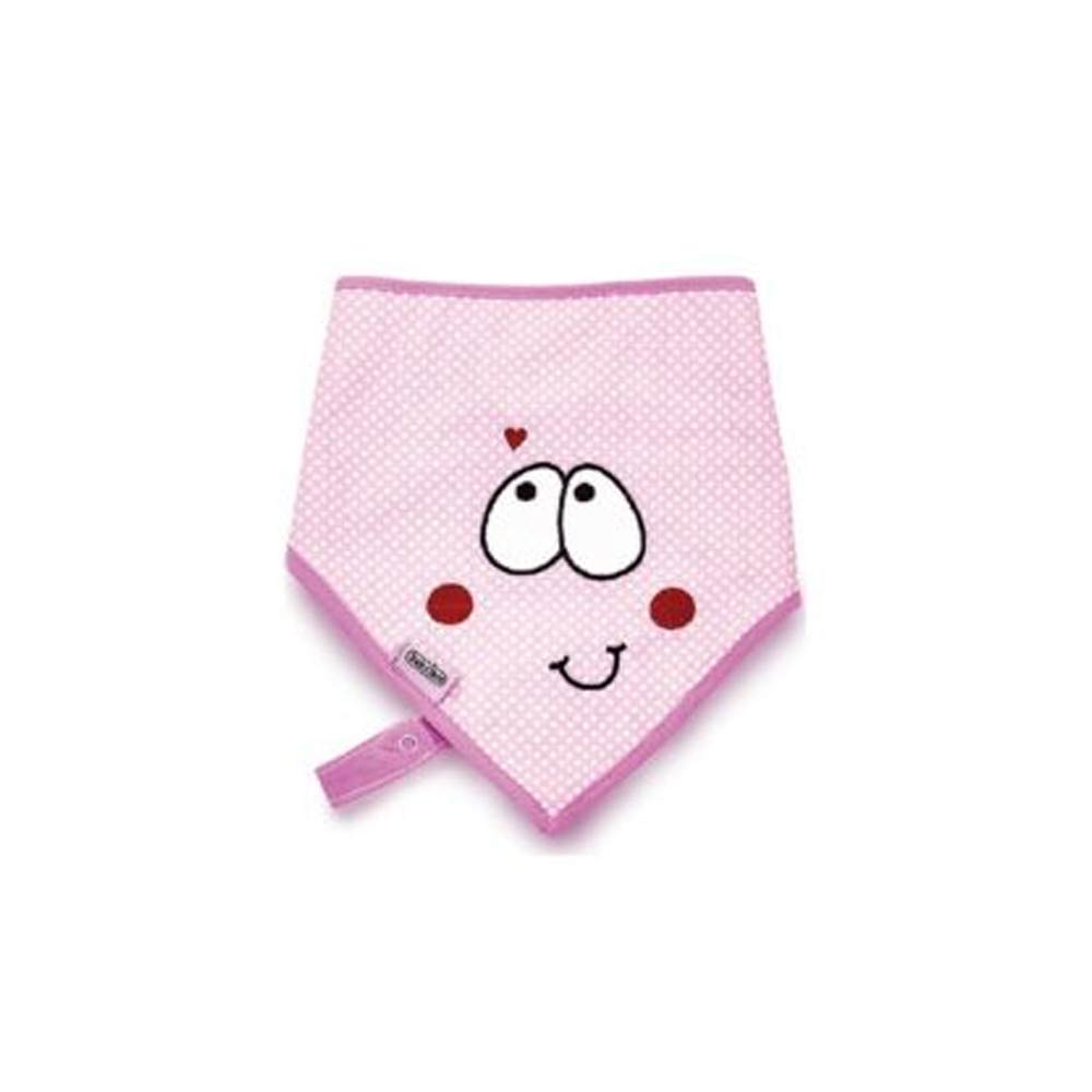 Babyjem Bandana Bib with Soother Holder - Pink Face