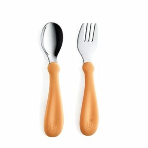 Babyjem Stainless Steel Fork Spoon Set Orange