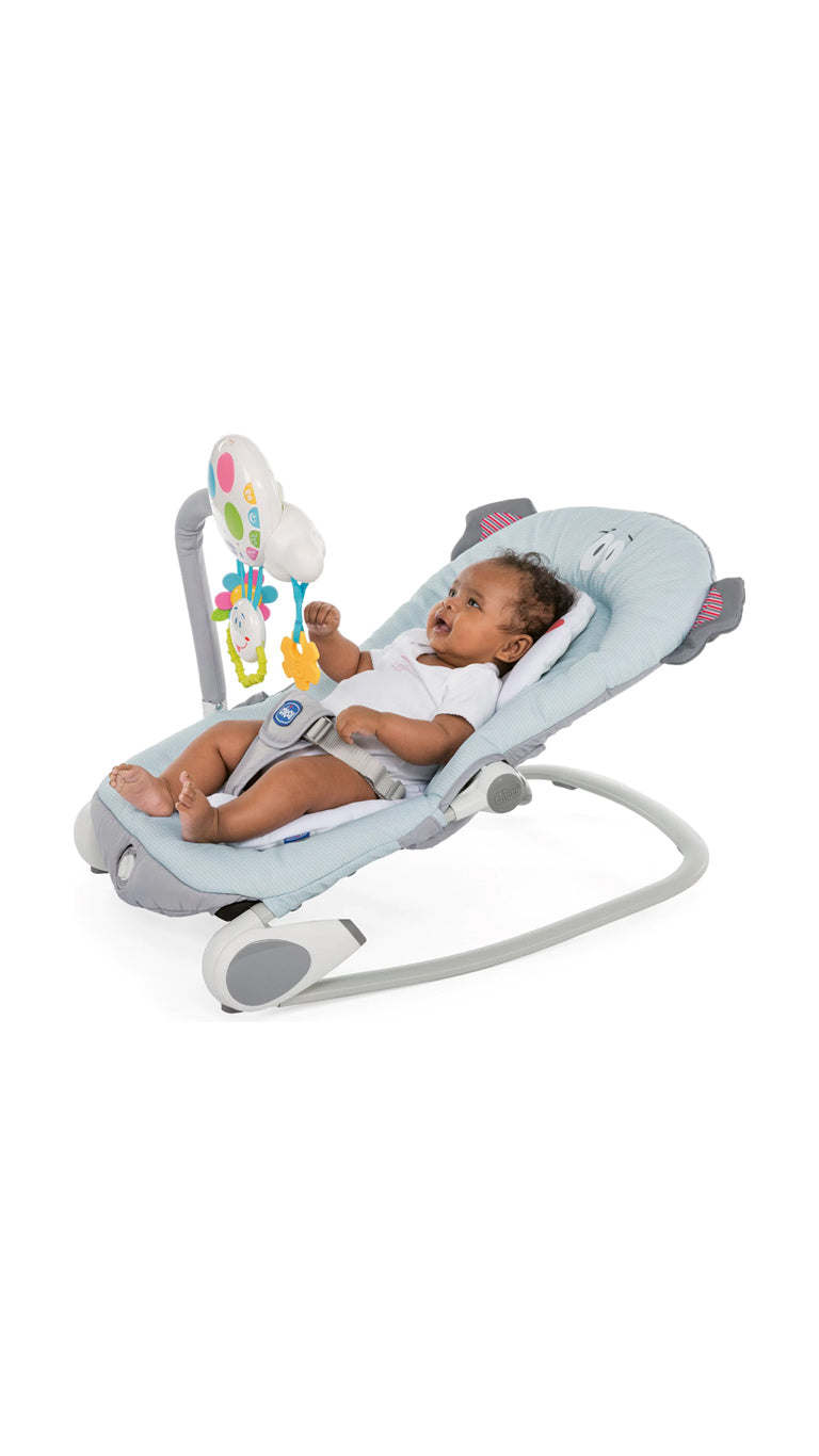 Chicco Balloon B. Bouncer, Baby Rocking Chair For Relaxation with Music & Toy Bar, For babies 0m+ (Grey)