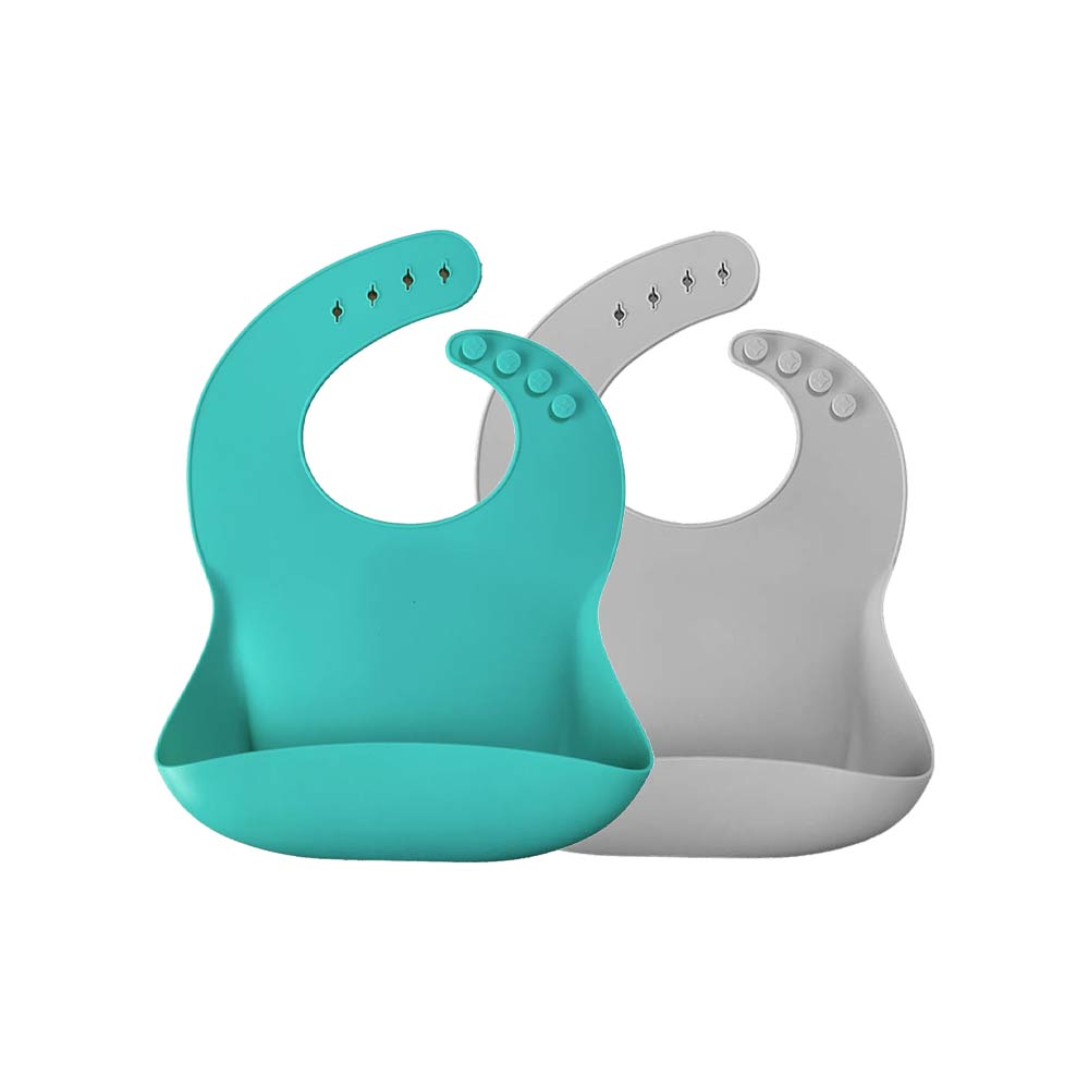 Minikoioi Basics Bib - Aqua Green & Powder Gray - 2 Pcs