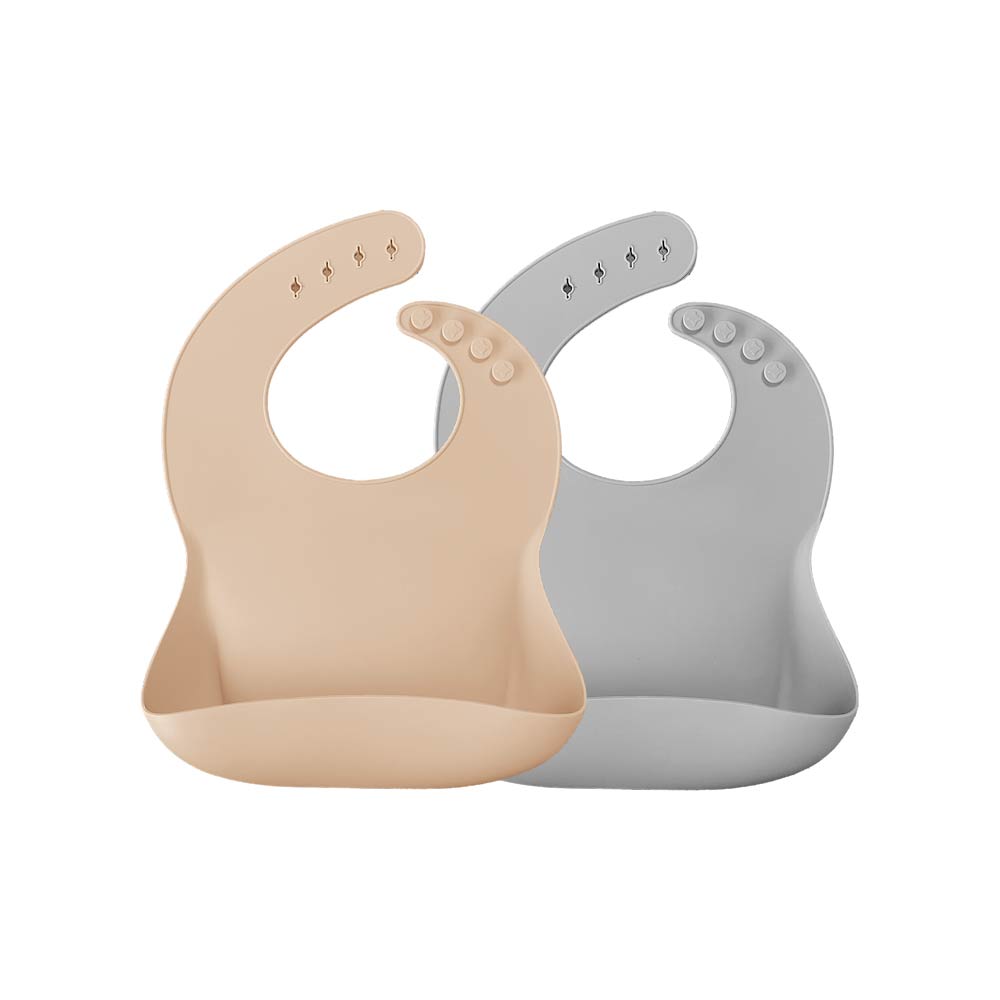 Minikoioi Basics Bib - Bubble Beige & Powder Gray - 2 Pcs