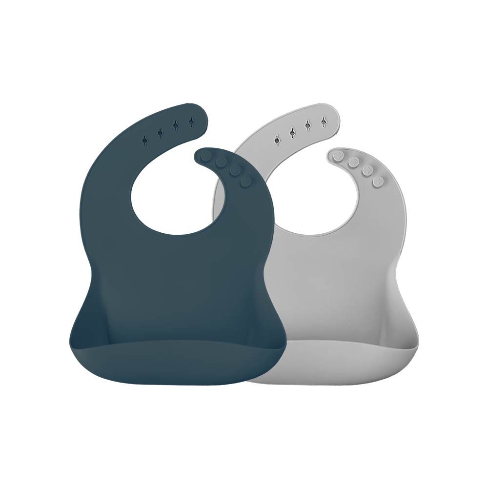 Minikoioi Basics Bib - Deep Blue & Powder Gray - 2 Pcs