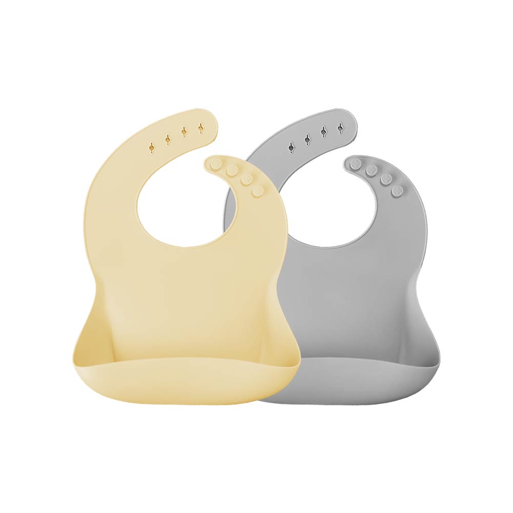 Minikoioi Basics Bib - Mellow Yellow & Powder Gray - 2 Pcs