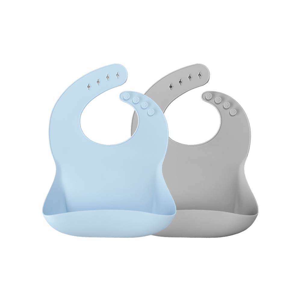 Minikoioi Basics Bib - Mineral Blue & Powder Gray - 2 Pcs