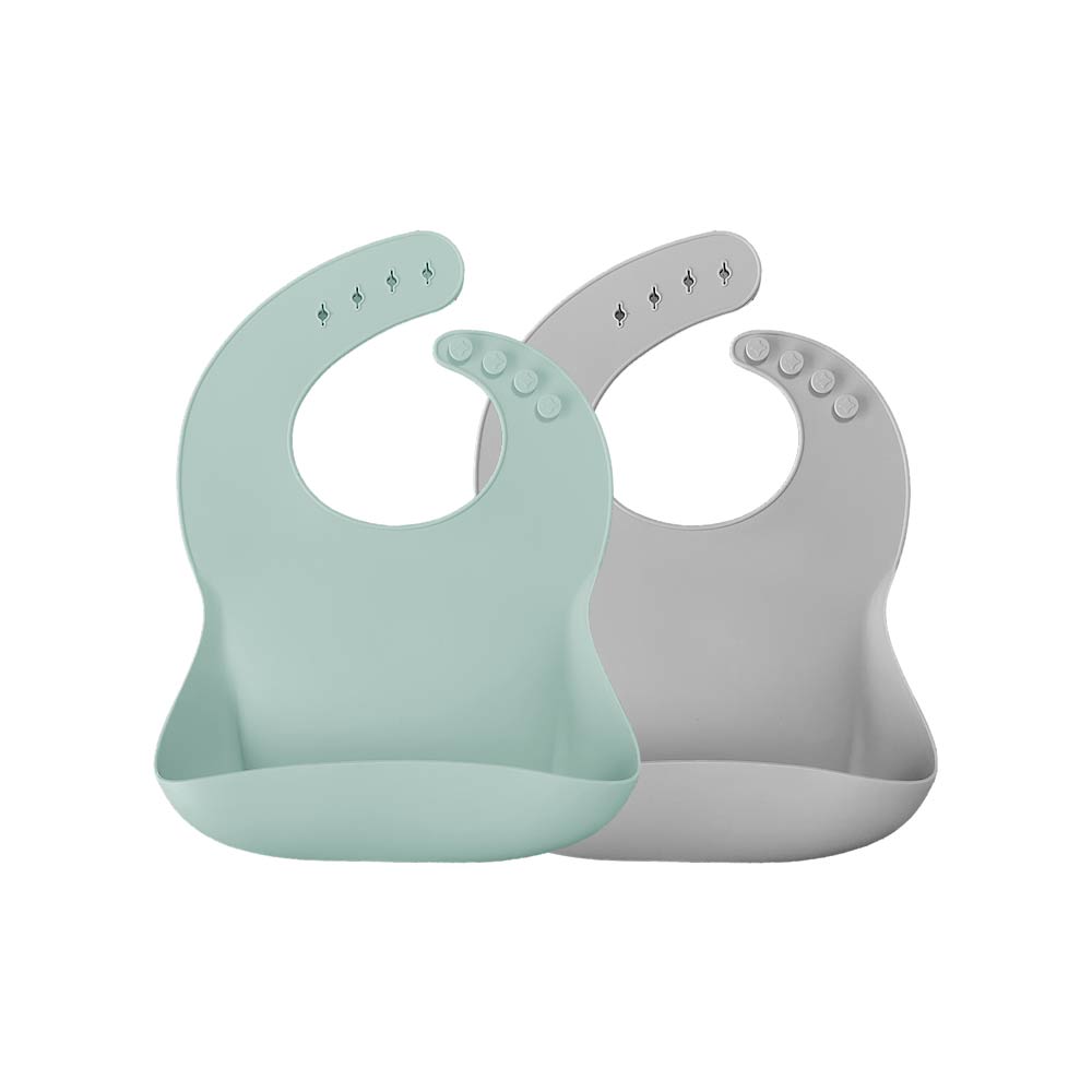 Minikoioi Basics Bib - River Green & Powder Gray - 2 Pcs