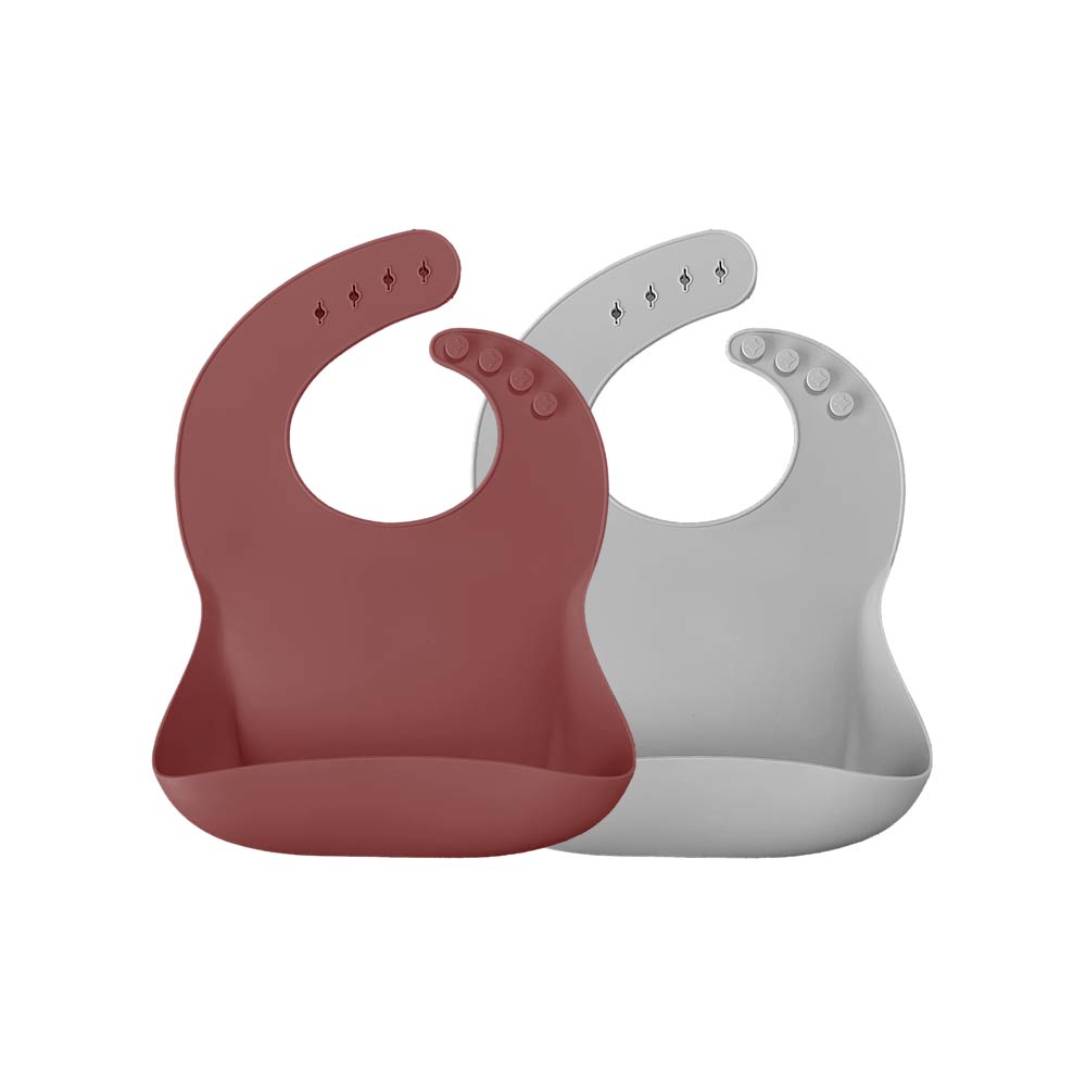 Minikoioi Basics Bib - Velvet Rose & Powder Gray - 2 Pcs