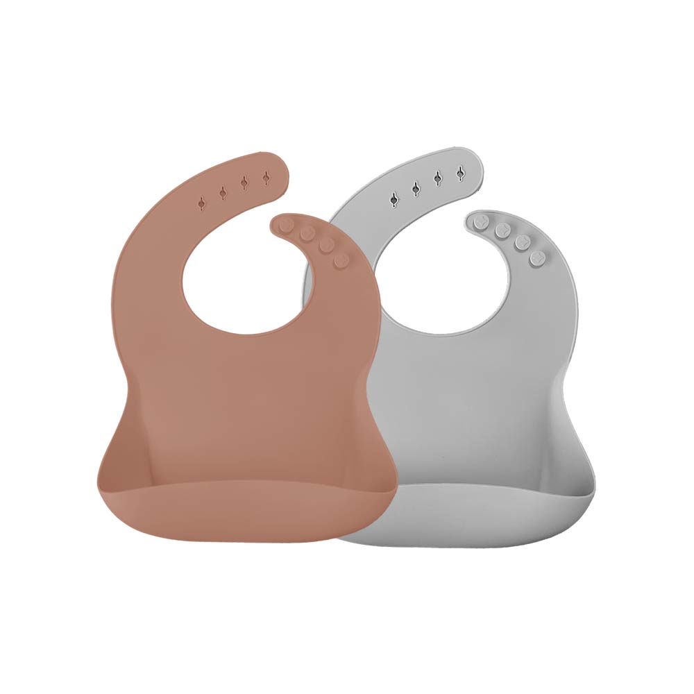 Minikoioi Basics Bib - Woody Brown & Powder Gray - 2 Pcs
