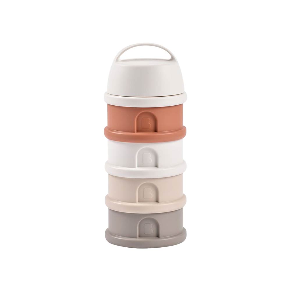 Beaba 4 Compartments Formula Container - Cotton/Terracotta