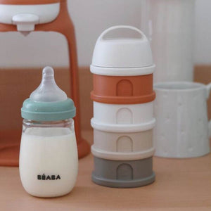 Beaba 4 Compartments Formula Container - Cotton/Terracotta