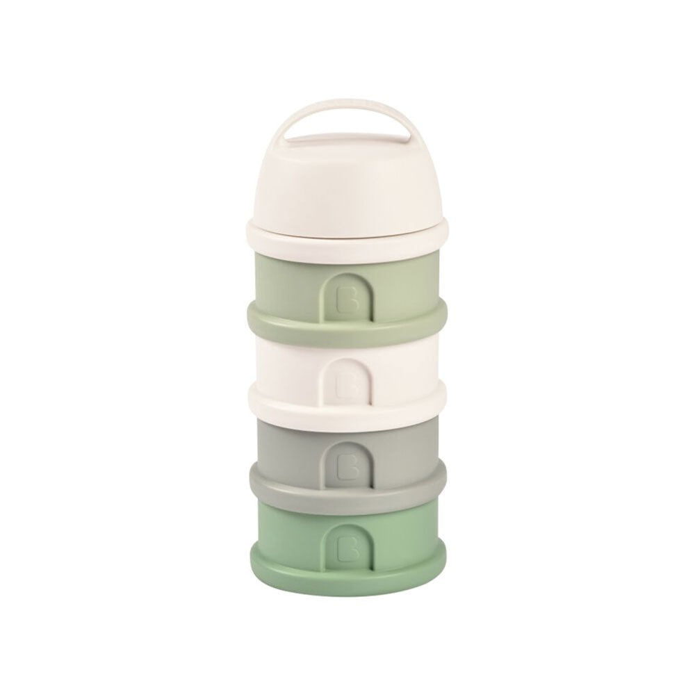 Beaba 4 Compartments Formula Container - Cotton/Sage Green