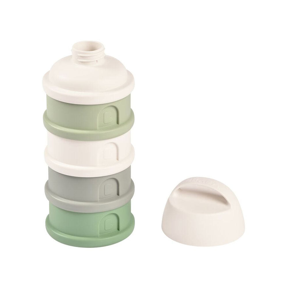 Beaba 4 Compartments Formula Container - Cotton/Sage Green