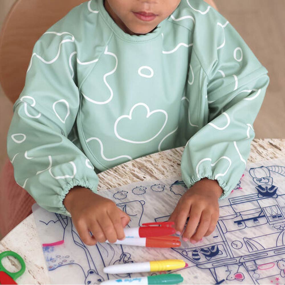 Beaba 2-in-1 Bib with Removable Sleeves (4m+) - Sage Green