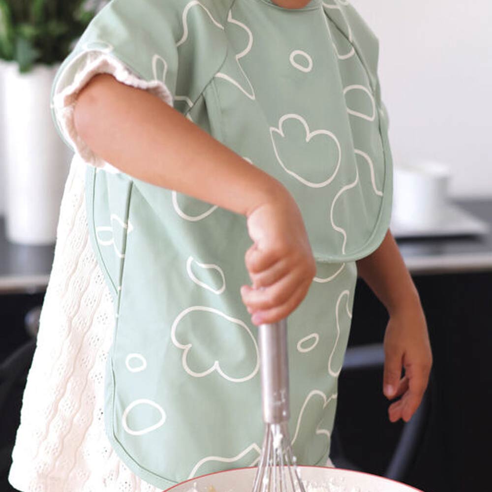 Beaba 2-in-1 Bib with Removable Sleeves (4m+) - Sage Green