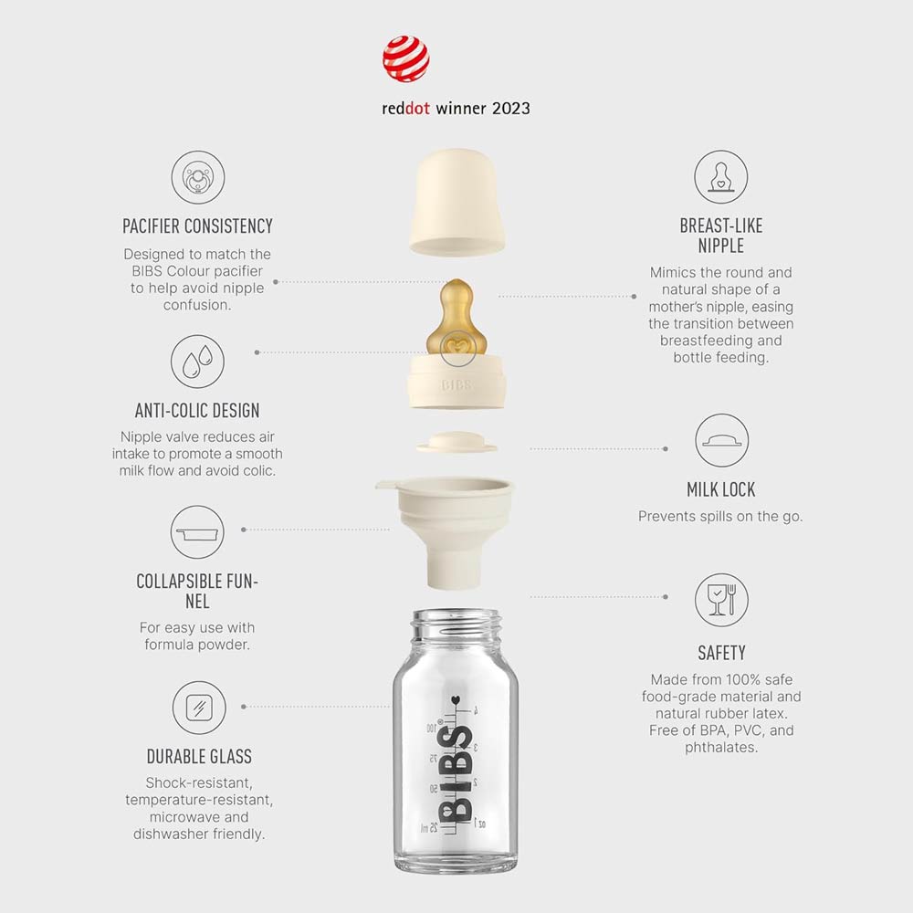 Bibs Baby Glass Bottle Slow Flow 110ml