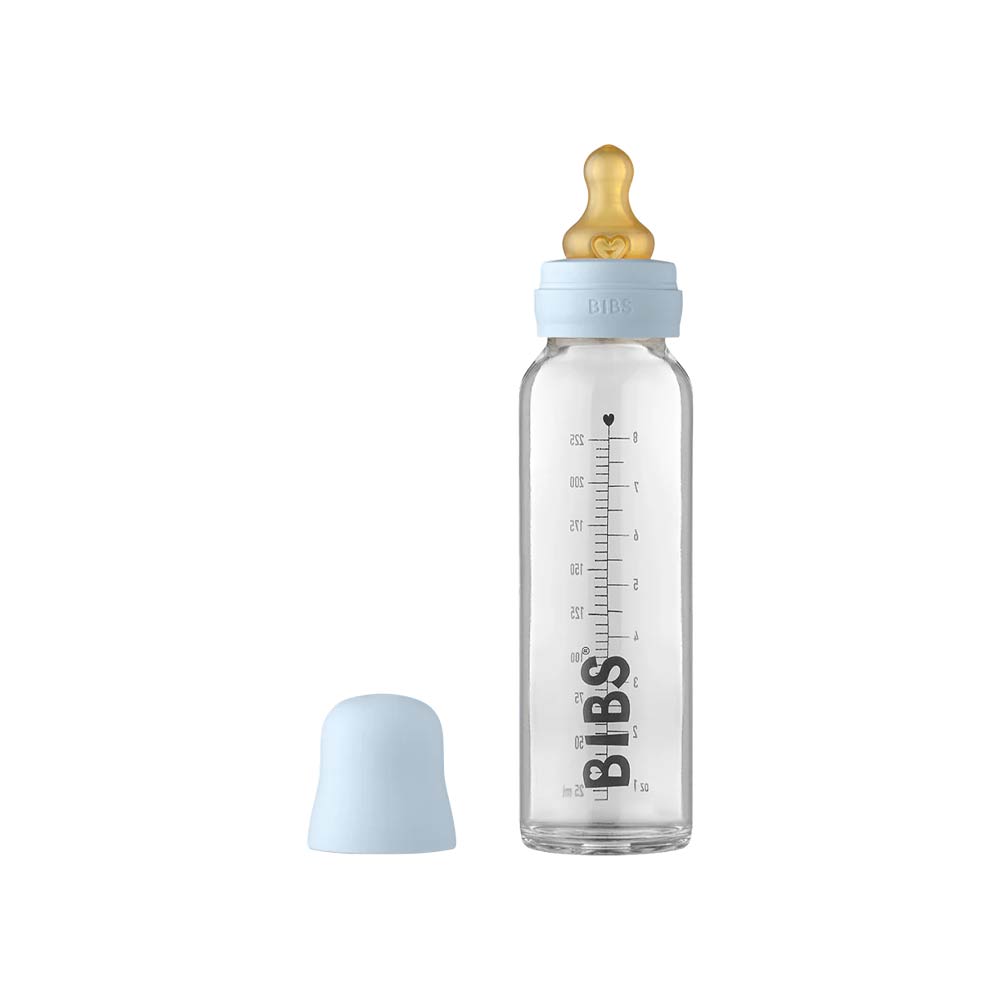 Bibs Baby Glass Bottle Slow Flow 225ml - Blue