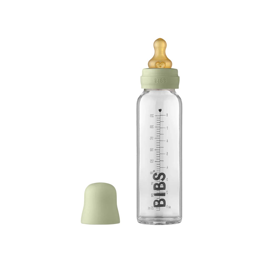 Bibs Baby Glass Bottle Slow Flow 225ml - Sage