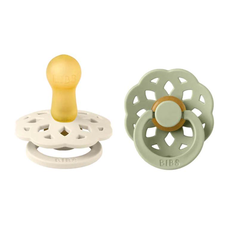 Bibs Boheme Latex Pacifier Size 1 Ivory/Sage (0m+) - 2 pcs