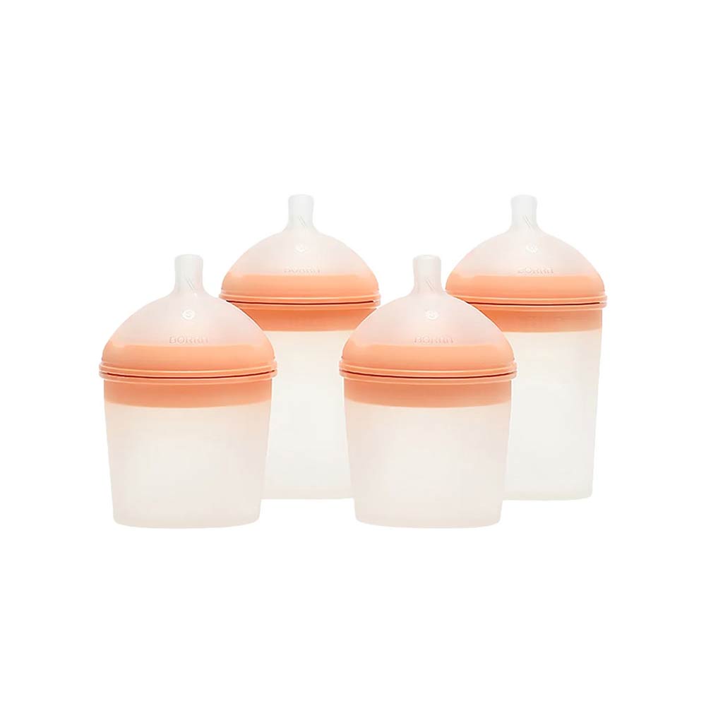 Borrn Silicone Baby Feeding Bottles Pack of 4 - Orange