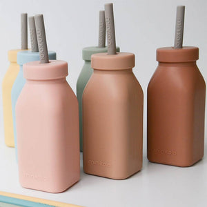 Minikoioi Bottle + Straw - Mellow Yellow / Powder Gray