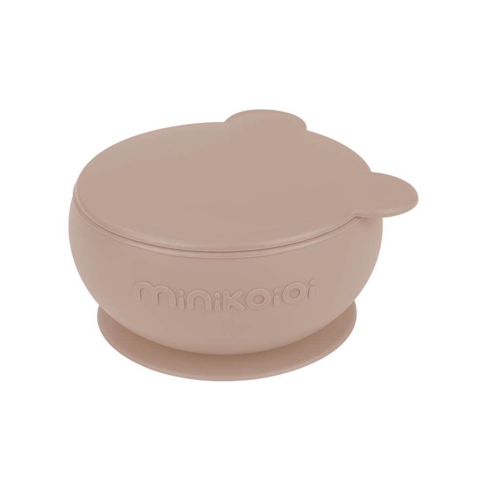 Minikoioi Bowly Stay-Put Suction Bowl with Lid - Bubble Beige