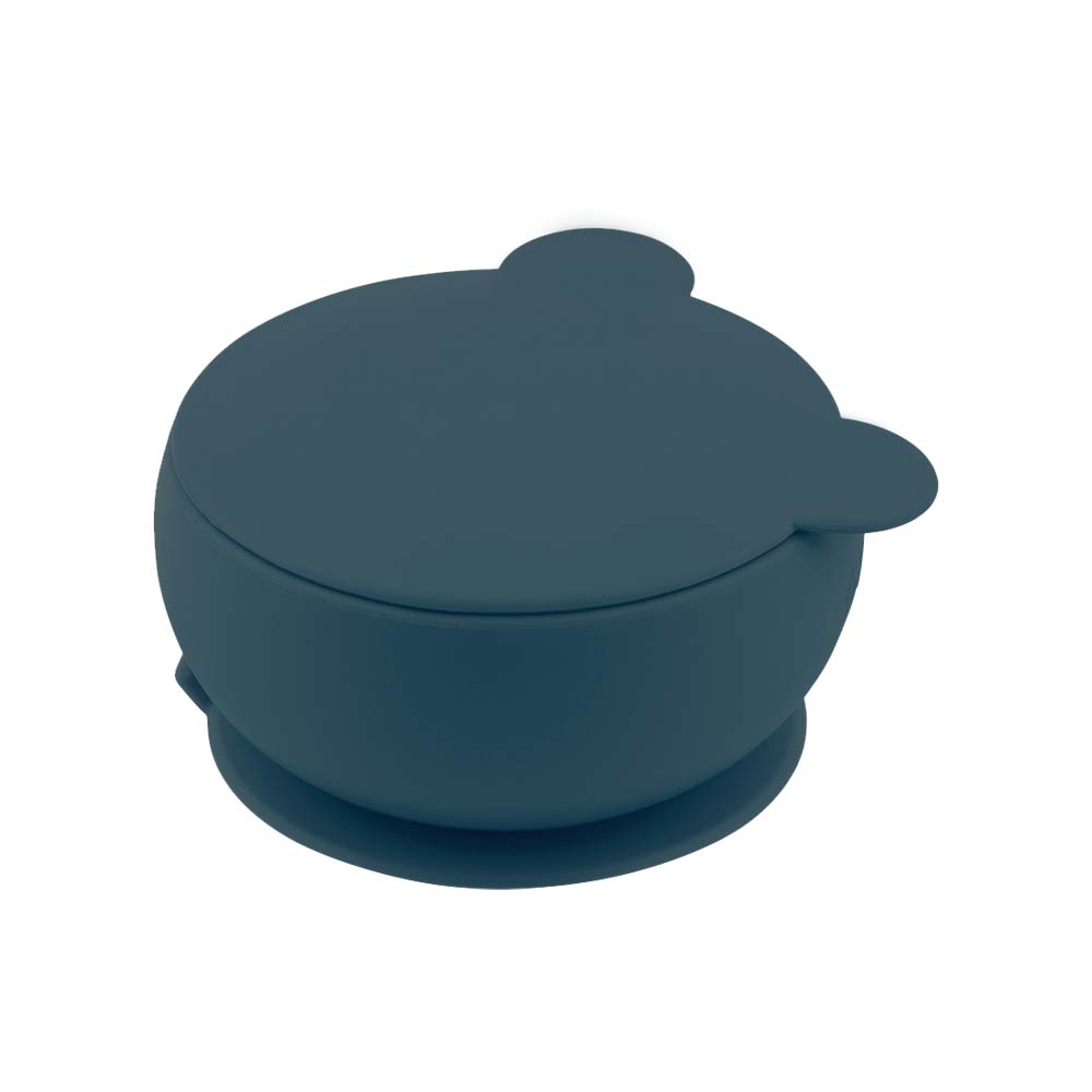 Minikoioi Bowly Stay-Put Suction Bowl with Lid - Deep Blue