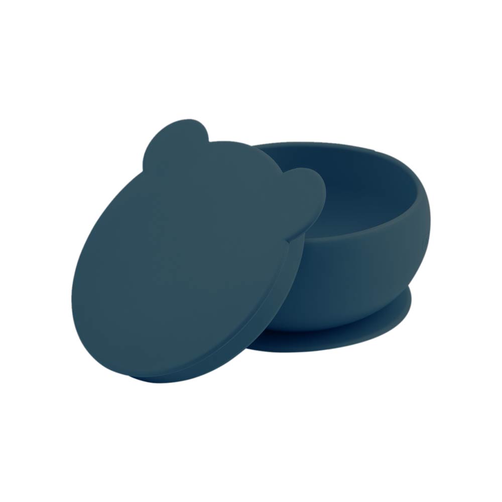 Minikoioi Bowly Stay-Put Suction Bowl with Lid - Deep Blue